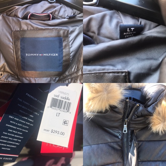 Tommy Hilfiger Leather Parka Winter Coat Fur Hood - Picture 8 of 8